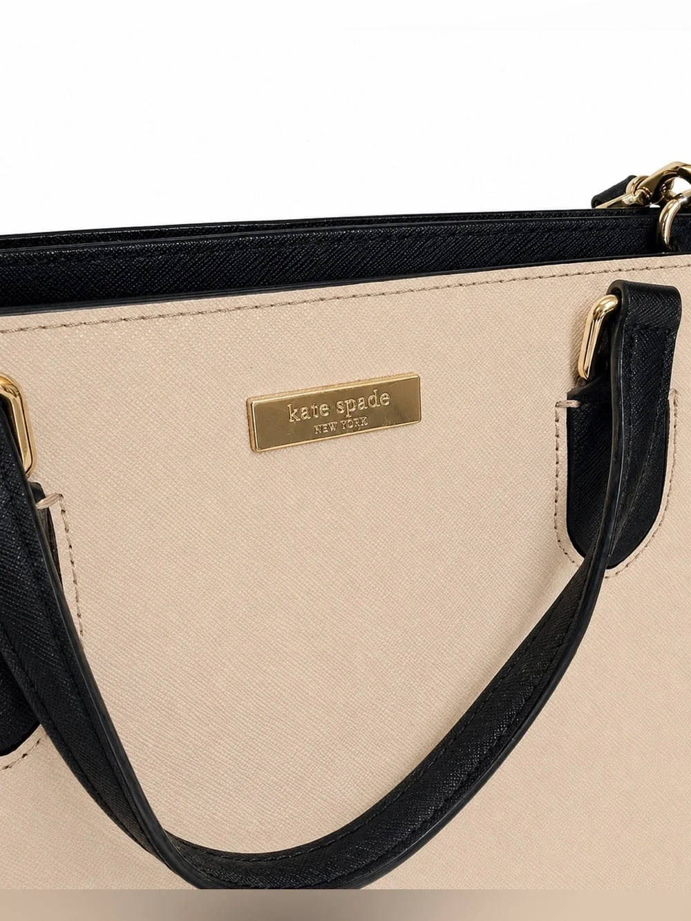 Kate Spade Laurel Way Reese Satchel Soft Porcelain/Black Colorblock Handbag